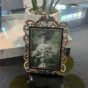 COPY - Elegant traditional gem photo frame. 3 1/2” x 5”. Brown tone gems & fram…